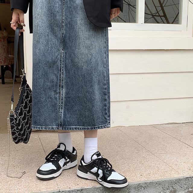 デニム タイトスカート フロントスリット インディゴ 送料無料 即日発送-9