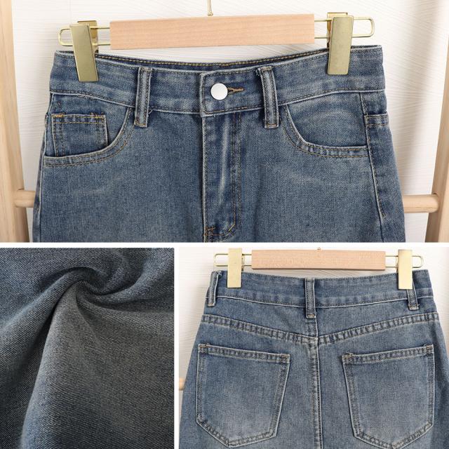 デニム タイトスカート フロントスリット インディゴ 送料無料 即日発送-3