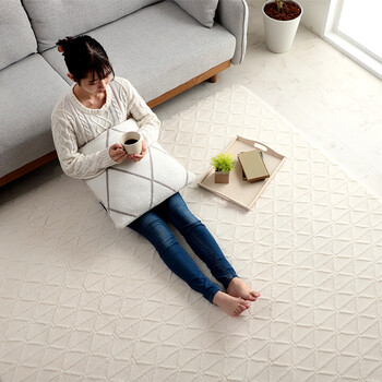 ラグ カーペット 約185×185cm 手洗い 滑りにくい ジャガード織 幾何柄 リマリ 送料無料-9