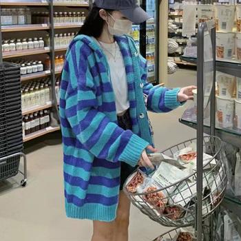 ボーダー柄ニットカーディガン 羽織り 送料無料 即日発送-8