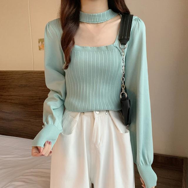 チョーカー風 リブニットトップス SK18026184-0490 送料無料 即日発送-9