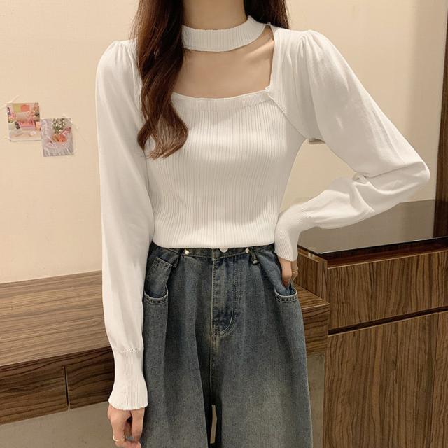 チョーカー風 リブニットトップス SK18026184-0490 送料無料 即日発送-4