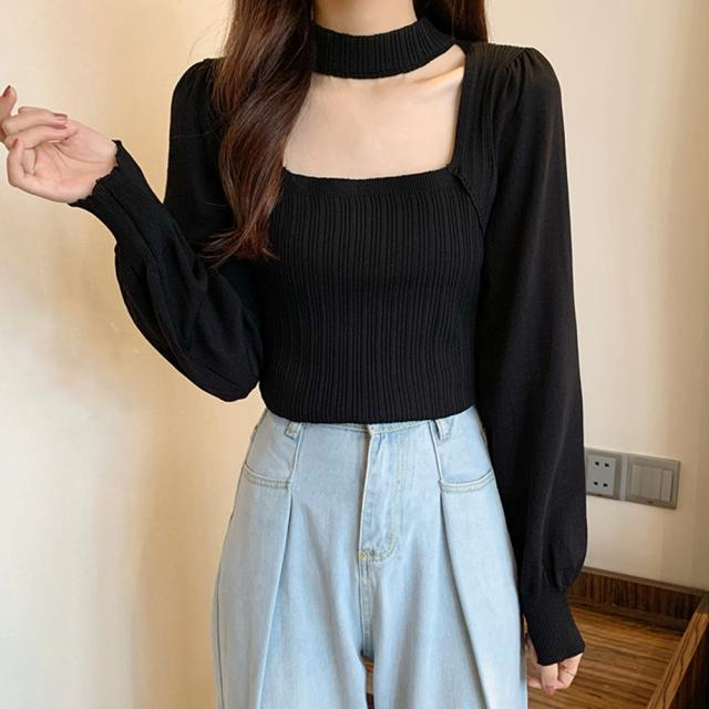 チョーカー風 リブニットトップス SK18026184-0490 送料無料 即日発送-7