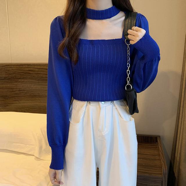 チョーカー風 リブニットトップス SK18026184-0490 送料無料 即日発送-8