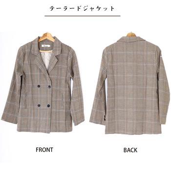 グレンチェック ジャケット レディース秋 キャメル 送料無料 即日発送-2