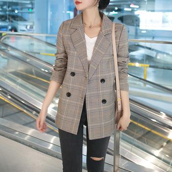 グレンチェック ジャケット レディース秋 キャメル 送料無料 即日発送-5