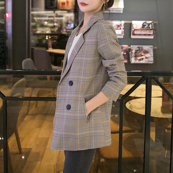 グレンチェック ジャケット レディース秋 キャメル 送料無料 即日発送-7