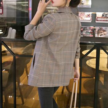 グレンチェック ジャケット レディース秋 キャメル 送料無料 即日発送-8