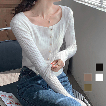 太めリブニットカーディガンレディース秋冬 送料無料 即日発送-0