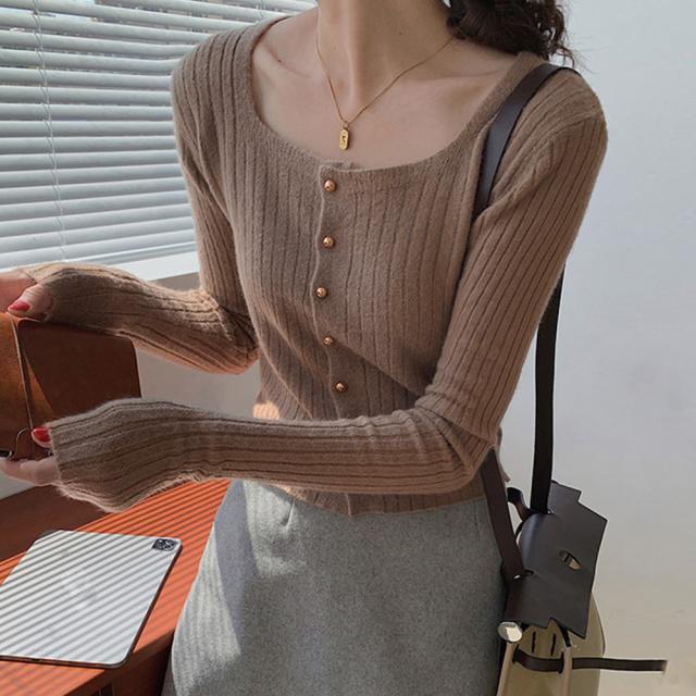 太めリブニットカーディガンレディース秋冬 送料無料 即日発送-6