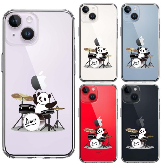 iPhone14 ケース クリア ドラム パンダ スマホケース 側面ソフト 背面ハード ハイブリッド 送料無料-1