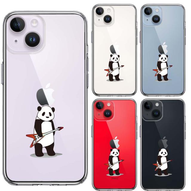 iPhone14 ケース クリア エレキギター パンダ スマホケース 側面ソフト 背面ハード ハイブリッド 送料無料-1