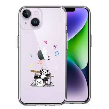 iPhone14 ケース クリア ドラム パンダ 音符 スマホケース 側面ソフト 背面ハード ハイブリッド 送料無料-0