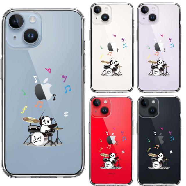 iPhone14 ケース クリア ドラム パンダ 音符 スマホケース 側面ソフト 背面ハード ハイブリッド 送料無料-1