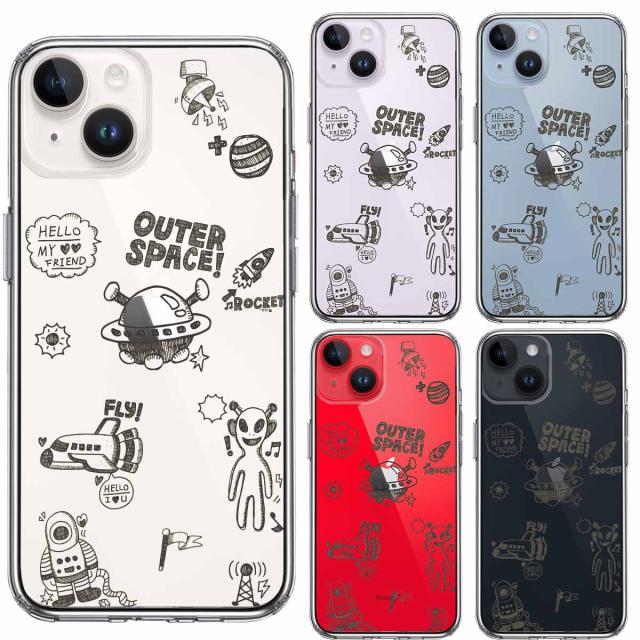 iPhone14 ケース クリア UFO 宇宙人 スマホケース 側面ソフト 背面ハード ハイブリッド 送料無料-1
