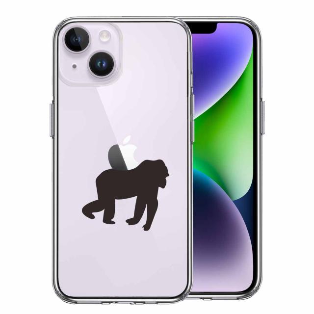 iPhone14 ケース クリア ゴリラ りんご 運搬中 スマホケース 側面ソフト 背面ハード ハイブリッド 送料無料-1