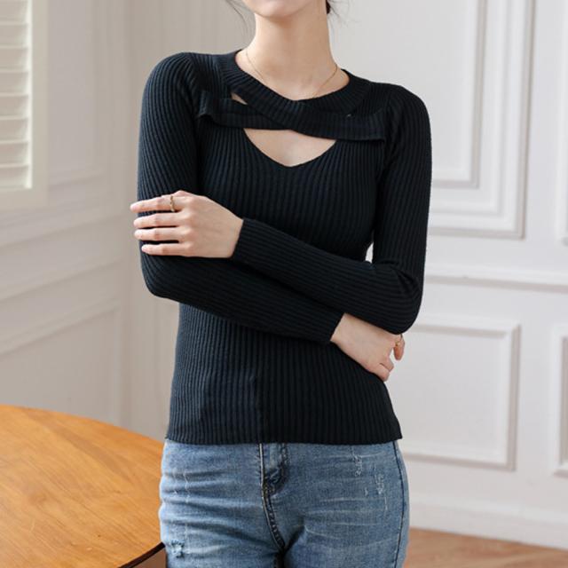 フロントクロス リブニット 春秋 送料無料 即日発送-5