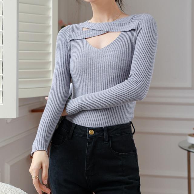 フロントクロス リブニット 春秋 送料無料 即日発送-7