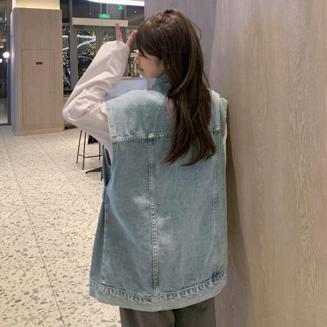 デニムベスト ジレ 重ね着デニムチョッキ 送料無料 即日発送-5