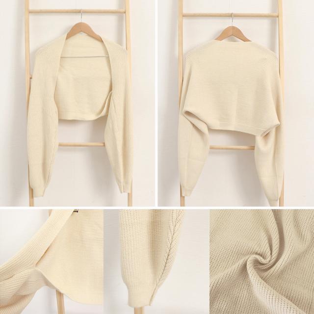 ボレロニットカーディガン クロップド丈秋 送料無料 即日発送-2