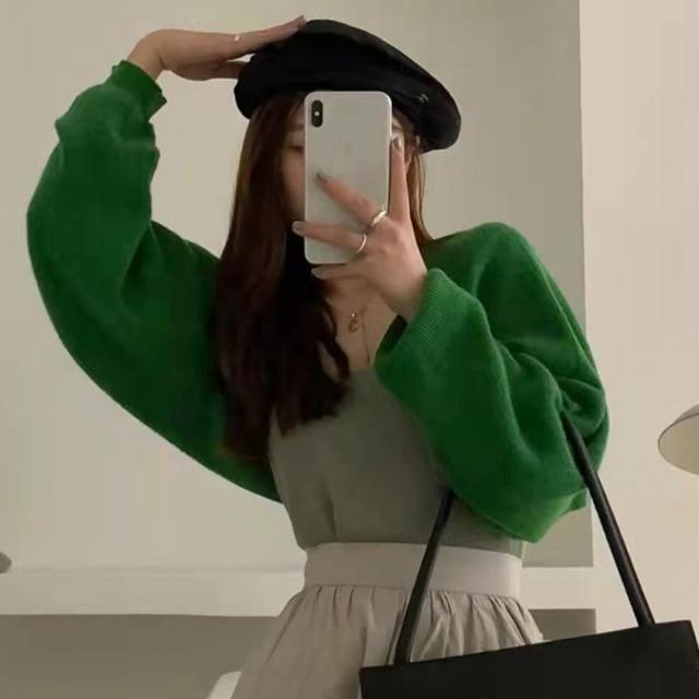 ボレロニットカーディガン クロップド丈秋 送料無料 即日発送-7