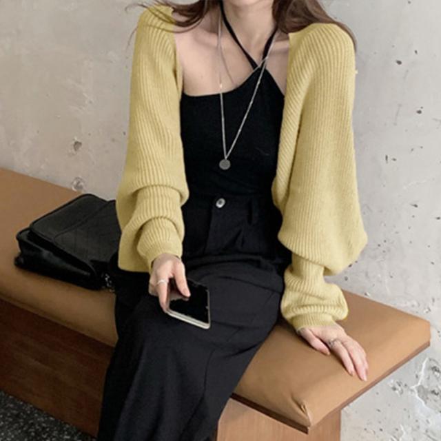 ボレロニットカーディガン クロップド丈秋 送料無料 即日発送-8