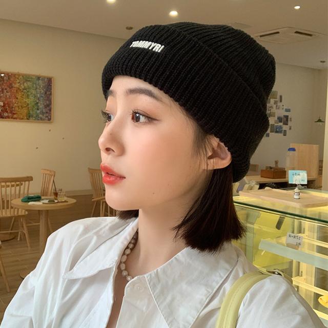 ニット帽子 レディース 英字ロゴ 7色 送料無料 即日発送-3