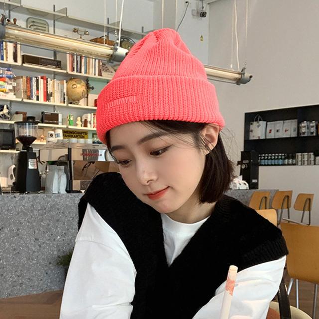 ニット帽子 レディース 英字ロゴ 7色 送料無料 即日発送-4