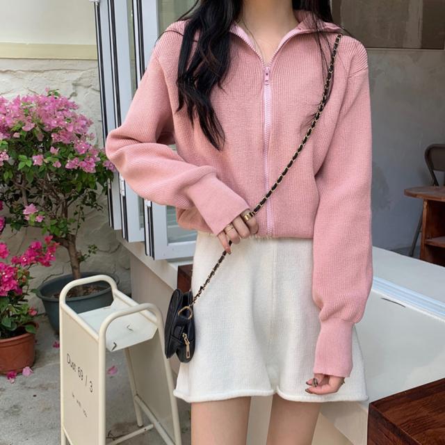 ジップアップニットブルゾン 秋冬 送料無料 即日発送-9