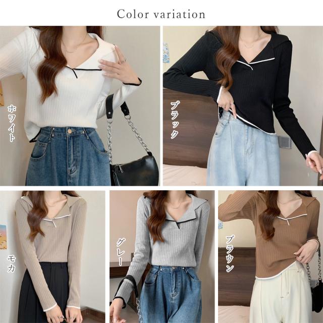 ポロニットトップス バイカラー 送料無料 即日発送-1