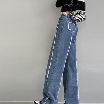 デニム ワイドパンツ ハイウエスト 脚長　レディース ゆったり ストレートパンツ 送料無料 即日発送-9