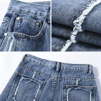 デニム ワイドパンツ ハイウエスト 脚長　レディース ゆったり ストレートパンツ 送料無料 即日発送-3