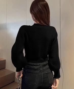 ショート丈 ニットトップスレディース秋冬 送料無料 即日発送-3