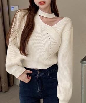 ショート丈 ニットトップスレディース秋冬 送料無料 即日発送-4