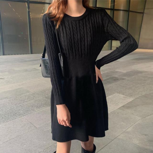 ワンピース ケーブル編みニットミニワンピース 送料無料 即日発送-4