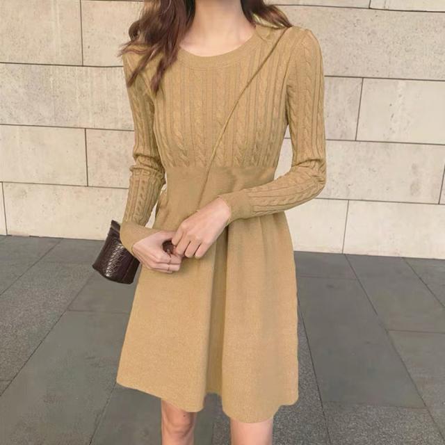 ワンピース ケーブル編みニットミニワンピース 送料無料 即日発送-7