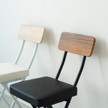 ヴィンテージクッションチェア 北欧風 イス 椅子 スリム パイプイス レトロ 完成品 木目 モダン 送料無料-5