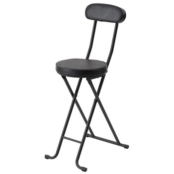 ベースハイチェア イス 北欧風 折り畳み クッション 背もたれ 完成品 椅子 パイプイス モダン カウンター 送料無料-1