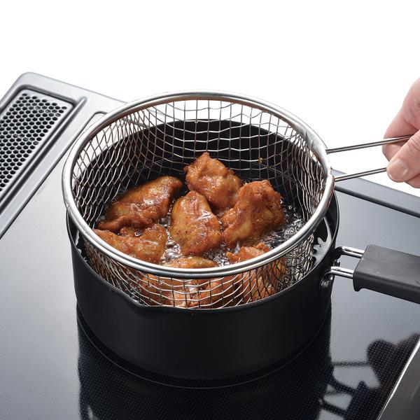 フライドポテトが揚げやすいフライヤー付天ぷら鍋１８ｃｍ 送料無料 即日発送-3