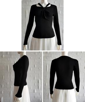 フロントリボンリブニットトップス大人秋服 送料無料 即日発送-8