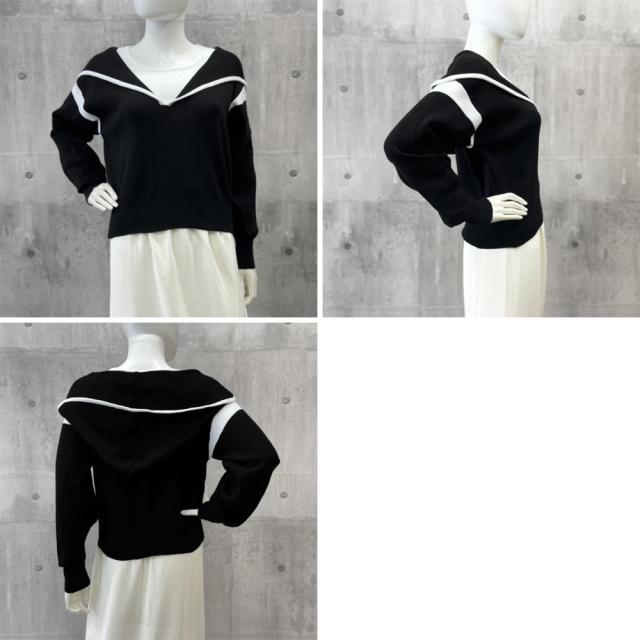 フード付きニットトップス レイヤード風 送料無料 即日発送-3