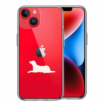 iPhone14 ケース クリア 犬 シルエット ラブラドールレトリバー 白 スマホケース 側面ソフト 背面ハード ハイブリッド 送料無料-0