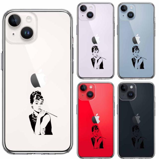 iPhone14 ケース クリア オードリー ヘプバーン スマホケース 側面ソフト 背面ハード ハイブリッド 送料無料-1
