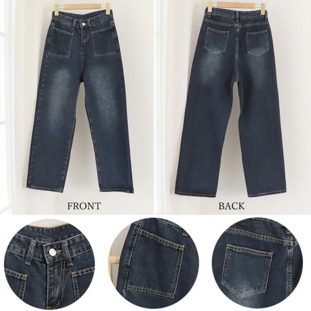 レトロ デニムワイドパンツ ハイウエスト 送料無料 即日発送-2