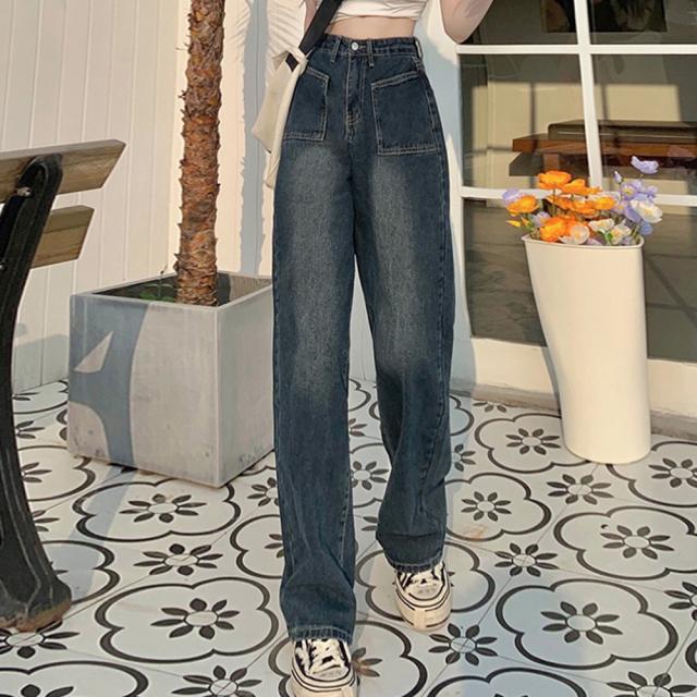 レトロ デニムワイドパンツ ハイウエスト 送料無料 即日発送-3