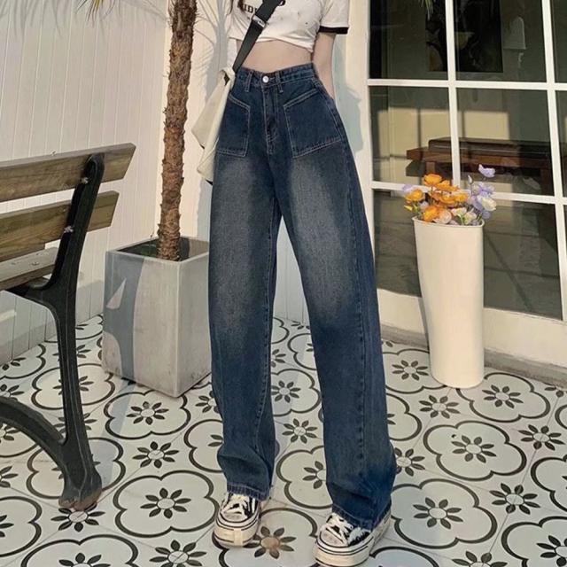 レトロ デニムワイドパンツ ハイウエスト 送料無料 即日発送-7