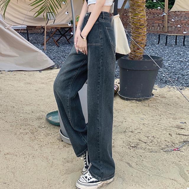 レトロ デニムワイドパンツ ハイウエスト 送料無料 即日発送-8