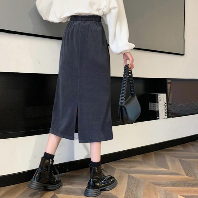 コーデュロイスカート バックスリット秋冬 送料無料 即日発送-8