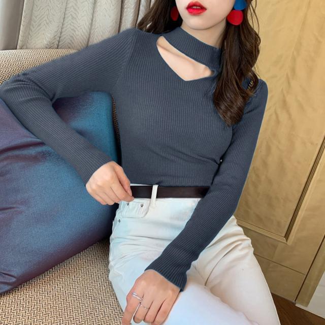 ニットトップス デコルテカットリブニット 送料無料 即日発送-7