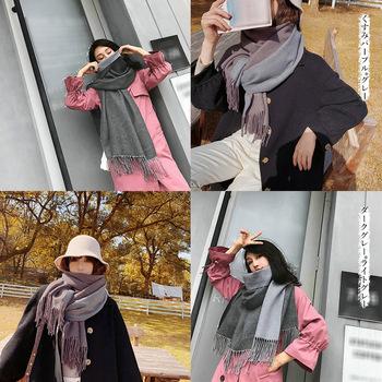 リバーシブルストール大判フリンジマフラー 送料無料 即日発送-2